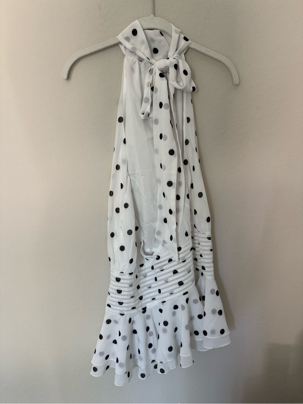 Peppermayo White Polka Dot Halter Mini Dress - Picture 8 of 12